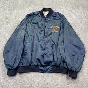 VTG West Ark USA Men's Bomber Jacket Crystal Beach Size XXL Navy Blue